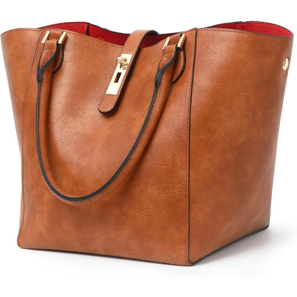 Spacious Amber Brown Tote Bag: Perfect Work & Weekend Companion For Women